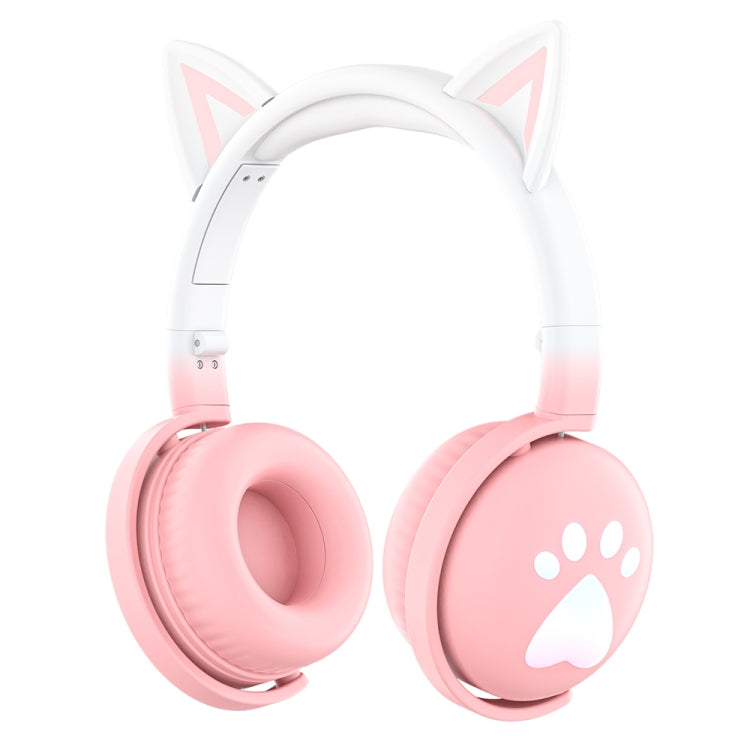 KE28 RGB Cute Cat Ears Bluetooth Wireless Music Headset with Detachable Mic(Pink) - Headset & Headphone by PMC TechLife | Online Shopping South Africa | PMC TechLife