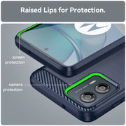 For Motorola Moto G53 5G Brushed Texture Carbon Fiber TPU Phone Case(Blue)