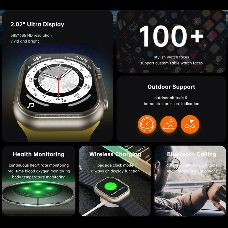 W800 Ultra 2.02 inch Color Screen Smart Watch,Support Heart Rate Monitoring / Blood Pressure Monitoring(Black)