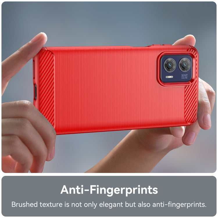 For Motorola Moto G73 Brushed Texture Carbon Fiber TPU Phone Case(Red) - free shipping - PMC TechLife - Order now!