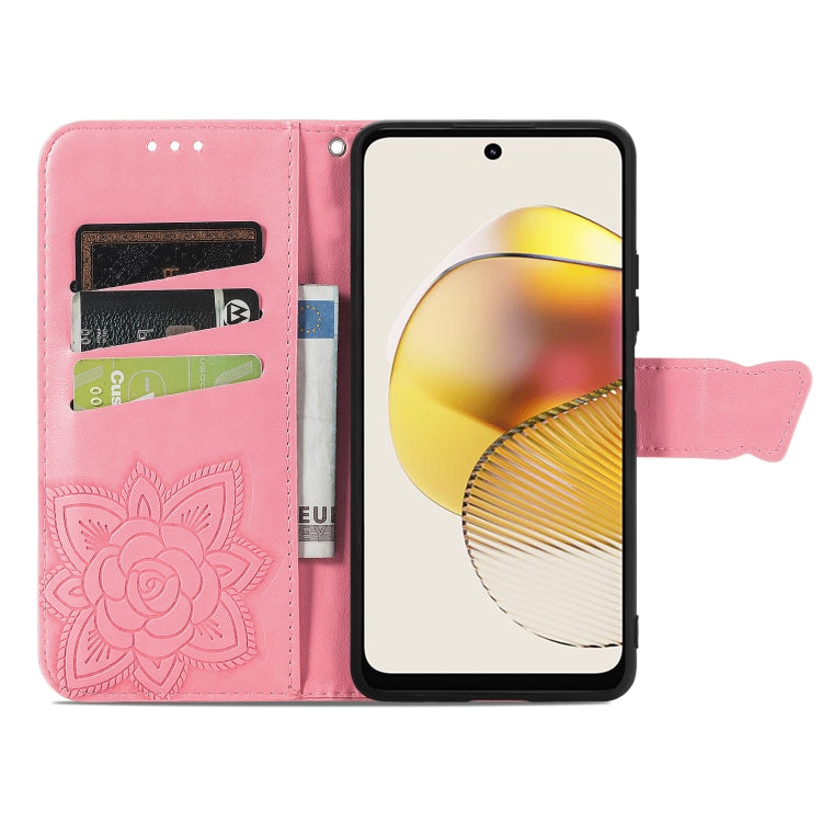 For Motorola Moto G73 Butterfly Love Flower Embossed Flip Leather Phone Case(Pink) - free shipping - PMC TechLife - Order now!