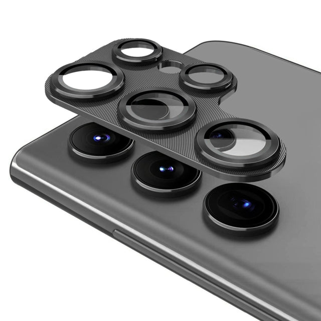 For Samsung Galaxy S22 Ultra ENKAY 9H Rear Camera Lens Aluminium Alloy Tempered Glass Film(Black)