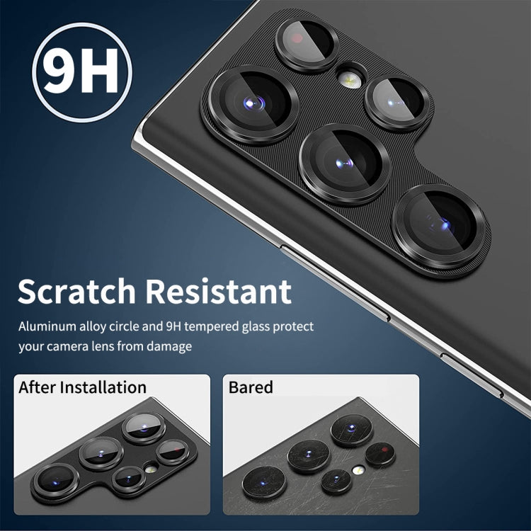 For Samsung Galaxy S22 Ultra ENKAY 9H Rear Camera Lens Aluminium Alloy Tempered Glass Film(Black) - free shipping - PMC Jewellery - Order now!