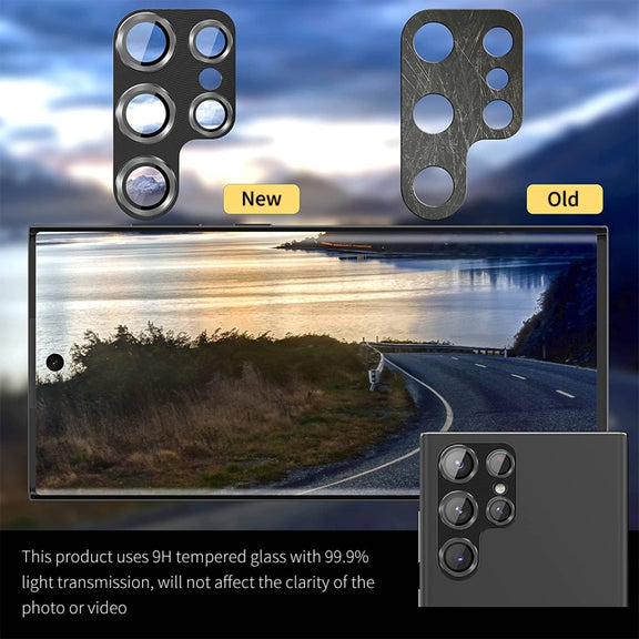 For Samsung Galaxy S22 Ultra ENKAY 9H Rear Camera Lens Aluminium Alloy Tempered Glass Film(Black)