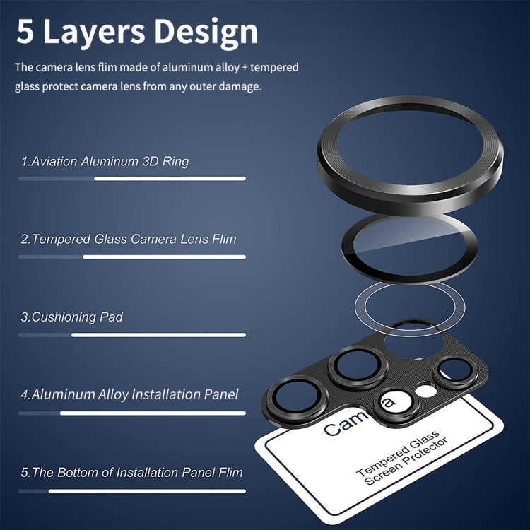 For Samsung Galaxy S22 Ultra ENKAY 9H Rear Camera Lens Aluminium Alloy Tempered Glass Film(Black) - free shipping - PMC Jewellery - Order now!