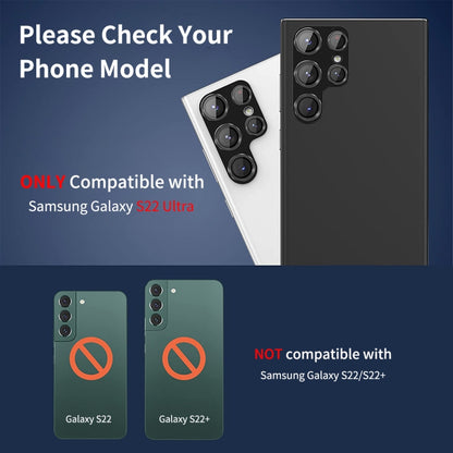 For Samsung Galaxy S22 Ultra ENKAY 9H Rear Camera Lens Aluminium Alloy Tempered Glass Film(Black) - free shipping - PMC Jewellery - Order now!