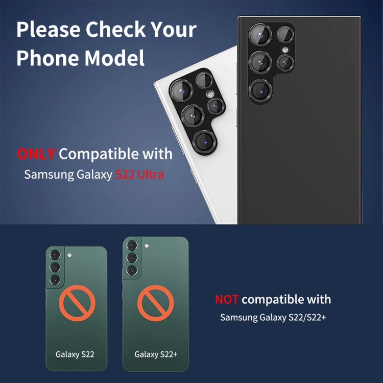 For Samsung Galaxy S22 Ultra ENKAY 9H Rear Camera Lens Aluminium Alloy Tempered Glass Film(Black)