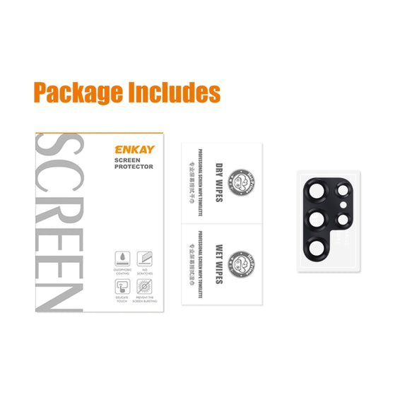 For Samsung Galaxy S22 Ultra ENKAY 9H Rear Camera Lens Aluminium Alloy Tempered Glass Film(Black)
