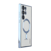 For Samsung Galaxy S23 Ultra 5G ENKAY Electroplated MagSafe Shockproof TPU Phone Case with Lens Film(Light Blue)