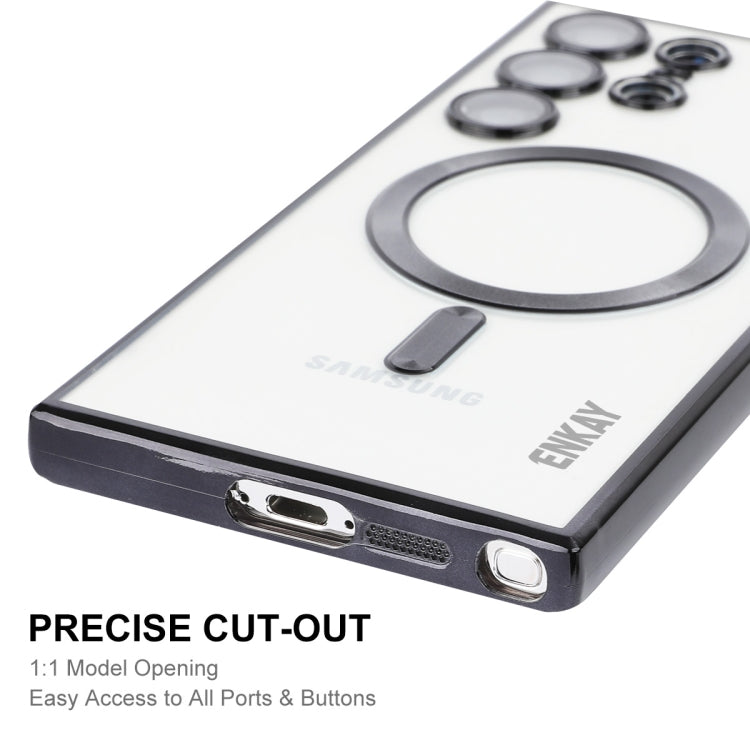 For Samsung Galaxy S23 Ultra 5G ENKAY Electroplated MagSafe Shockproof TPU Phone Case with Lens Film(Green)