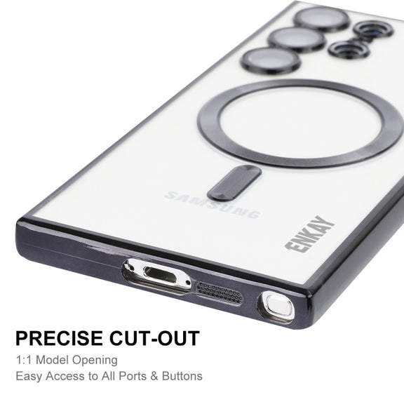 For Samsung Galaxy S23 Ultra 5G ENKAY Electroplated MagSafe Shockproof TPU Phone Case with Lens Film(Light Blue)