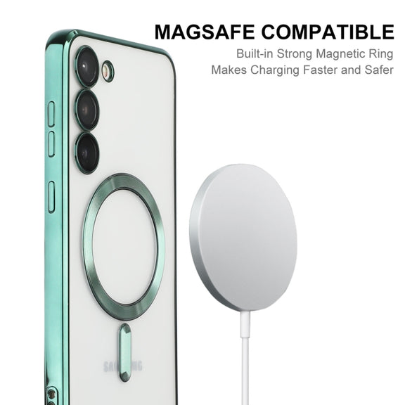 For Samsung Galaxy S23+ 5G ENKAY Electroplated MagSafe Shockproof TPU Phone Case with Lens Film(Pink)