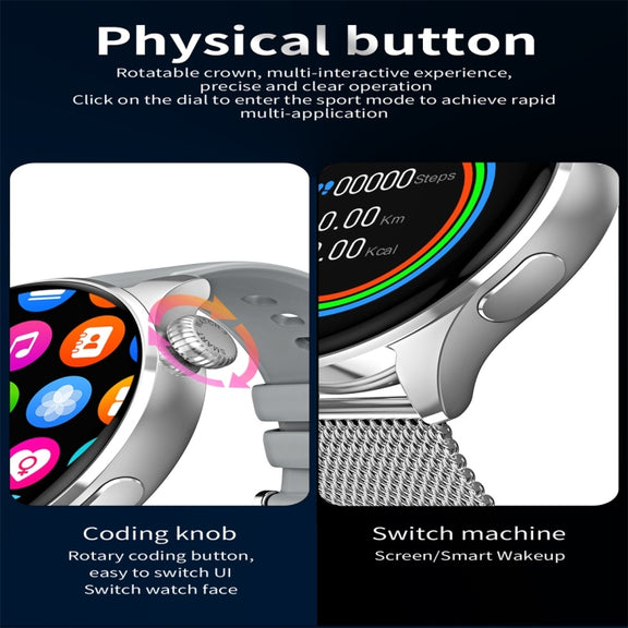 Q3 Max 1.36 inch Color Screen Smart Watch,Steel Strap,Support Heart Rate Monitoring / Blood Pressure Monitoring(Black)
