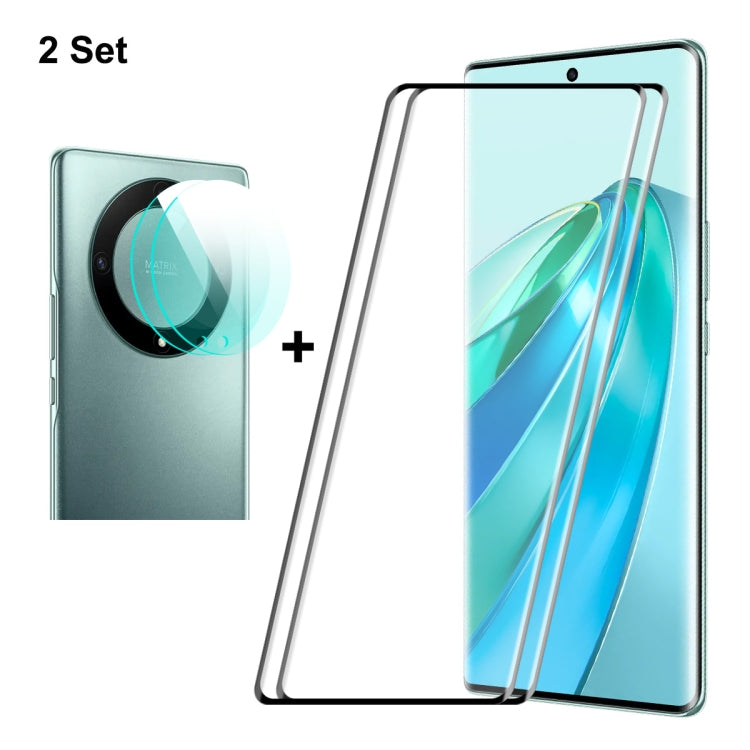For Honor X9A / Magic5 Lite 2pcs ENKAY 0.26mm 3D Hot Bending Tempered Glass Full Film with Lens Film - Honor Tempered Glass by ENKAY | Online Shopping South Africa | PMC TechLife | Buy Now Pay Later Mobicred