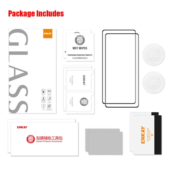 For Honor X9A / Magic5 Lite 2pcs ENKAY 0.26mm 3D Hot Bending Tempered Glass Full Film with Lens Film