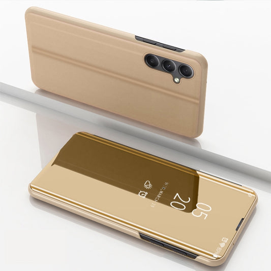 For Samsung Galaxy A54 5G Plated Mirror Horizontal Flip Leather Phone Case with Holder(Gold) - free shipping - PMC Jewellery - Order now!