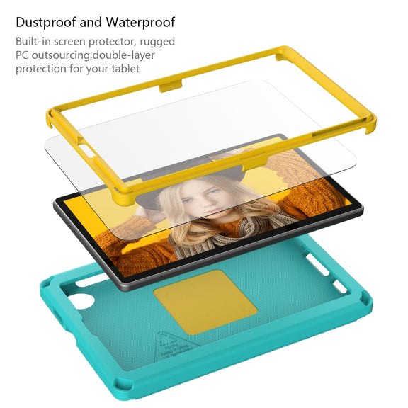 For Samsung Galaxy Tab A7 Lite T220/T225 2020 EVA Hybrid PC Shockproof Tablet Case with Frame(Glacial Green)