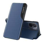 For Xiaomi Redmi 12C Side Display Adsorption Leather Phone Case(Blue)