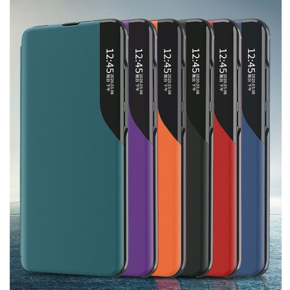 For Xiaomi Redmi 12C Side Display Adsorption Leather Phone Case(Purple)