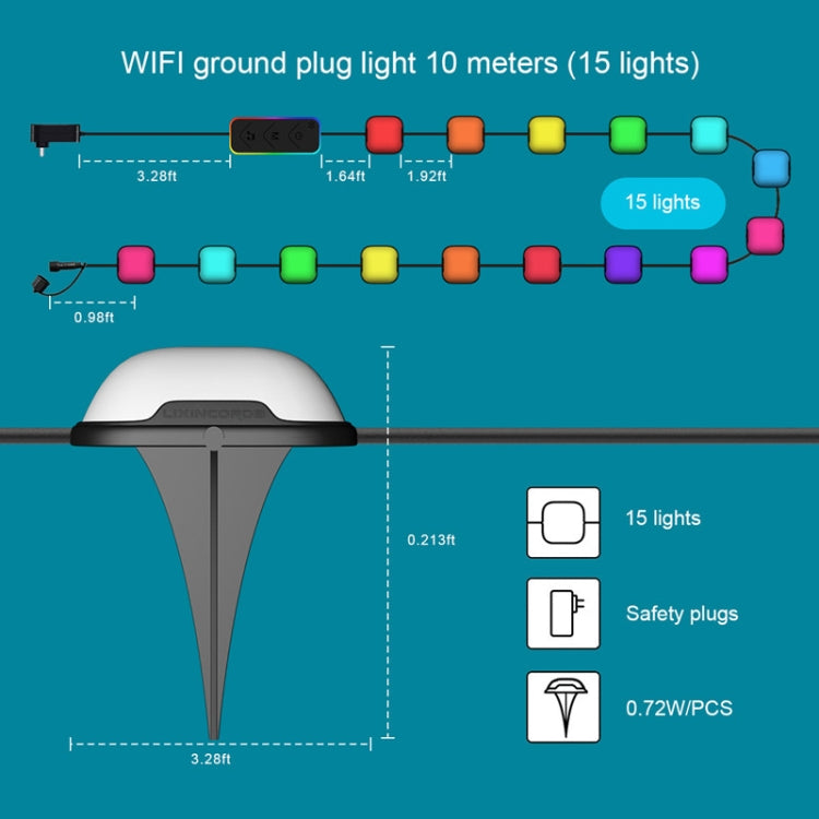 CP01 Outdoor WIFI Smart APP Control Garden Lamp Music Sync Outdoor Ground Lights(US Plug)