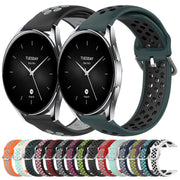 For Xiaomi Watch S2 46mm 22mm Perforated Breathable Sports Silicone Watch Band(Purple+Lime)