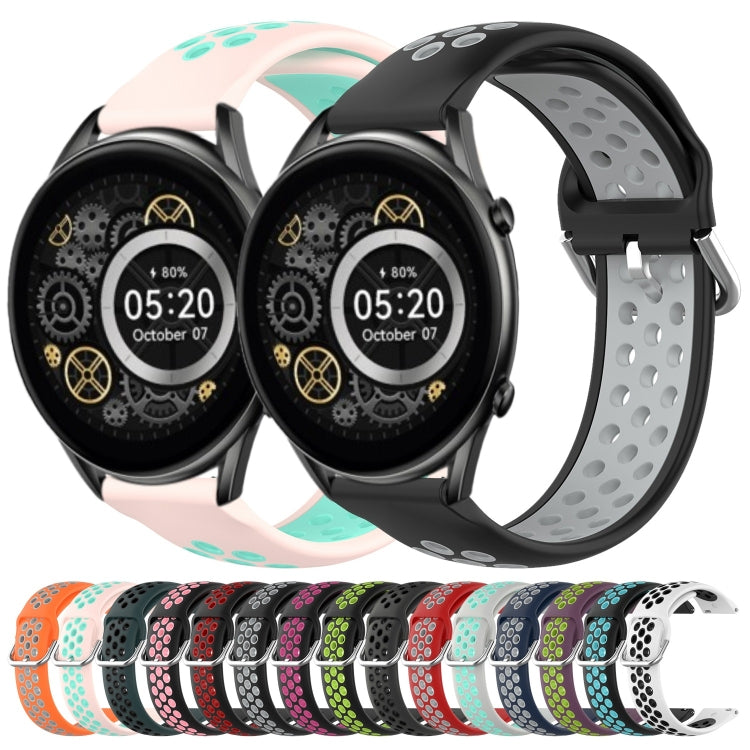 For Xiaomi Haylou RT2 LS10 22mm Perforated Breathable Sports Silicone Watch Band(Olive Green+Black) - Smart Wear by PMC TechLife | Online Shopping South Africa | PMC TechLife