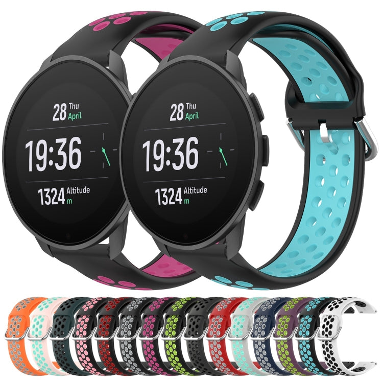 For Suunto 9 Peak Pro 22mm Perforated Breathable Sports Silicone Watch Band(Black+ Lime) -  by PMC TechLife | Online Shopping South Africa | PMC TechLife