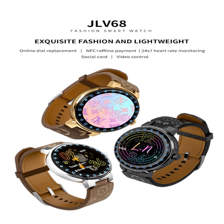 JLV68 1.35 inch Color Screen Smart Watch,Support Heart Rate Monitoring / Blood Pressure Monitoring(Gold)