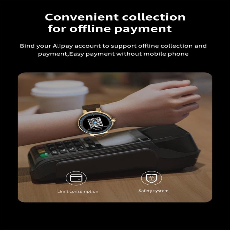 JLV68 1.35 inch Color Screen Smart Watch,Support Heart Rate Monitoring / Blood Pressure Monitoring(Gold)