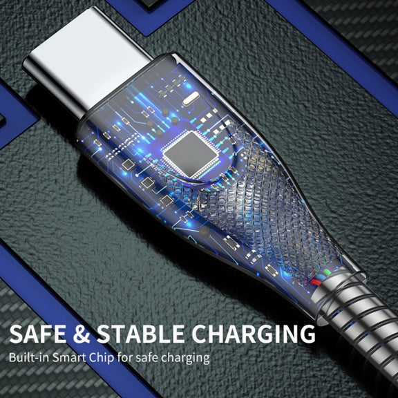 ENKAY ENK-CB129 PD 65W Type-C to Type-C Carbon Steel Hose Spring Fast Charging Data Cable, Length 1m(Silver)