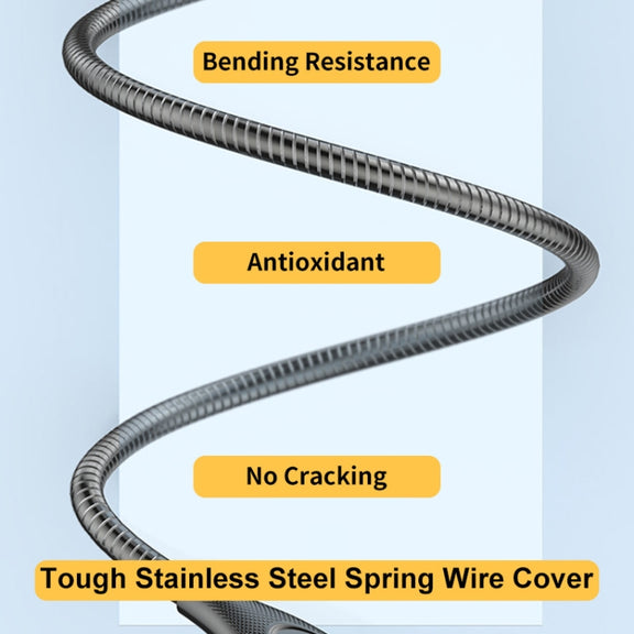 ENKAY ENK-CB129 PD 65W Type-C to Type-C Carbon Steel Hose Spring Fast Charging Data Cable, Length 1m(Silver)