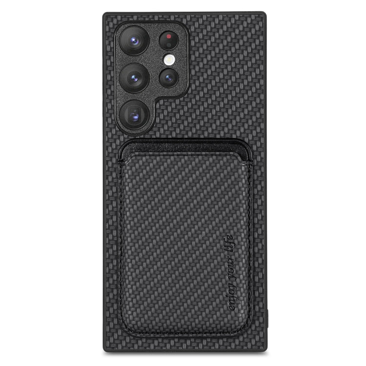 For Samsung Galaxy S22+ 5G Carbon Fiber Leather Card Magsafe Magnetic Phone Case(Black) - Galaxy S23+ 5G Cases by PMC TechLife | Online Shopping South Africa | PMC TechLife