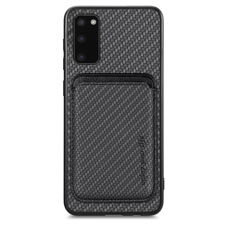 For Samsung Galaxy S20 Carbon Fiber Leather Card Magsafe Magnetic Phone Case(Black) - Galaxy Phone Cases by PMC TechLife | Online Shopping South Africa | PMC TechLife