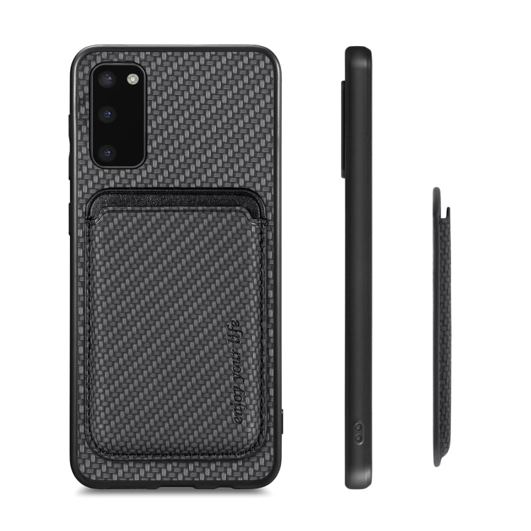 For Samsung Galaxy S20 Carbon Fiber Leather Card Magsafe Magnetic Phone Case(Black) - Galaxy Phone Cases by PMC TechLife | Online Shopping South Africa | PMC TechLife