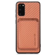 For Samsung Galaxy S20 Carbon Fiber Leather Card Magsafe Magnetic Phone Case(Brown)