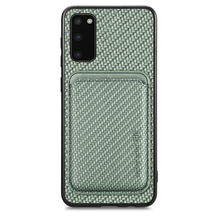 For Samsung Galaxy S20 Carbon Fiber Leather Card Magsafe Magnetic Phone Case(Green) - Galaxy Phone Cases by PMC TechLife | Online Shopping South Africa | PMC TechLife | Buy Now Pay Later Mobicred