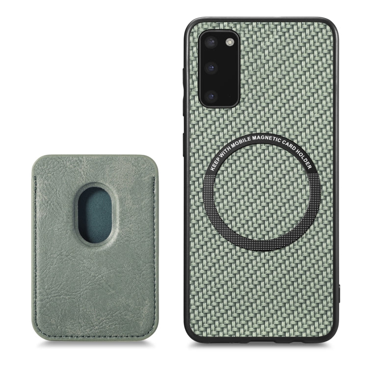 For Samsung Galaxy S20 Carbon Fiber Leather Card Magsafe Magnetic Phone Case(Green) - Galaxy Phone Cases by PMC TechLife | Online Shopping South Africa | PMC TechLife | Buy Now Pay Later Mobicred