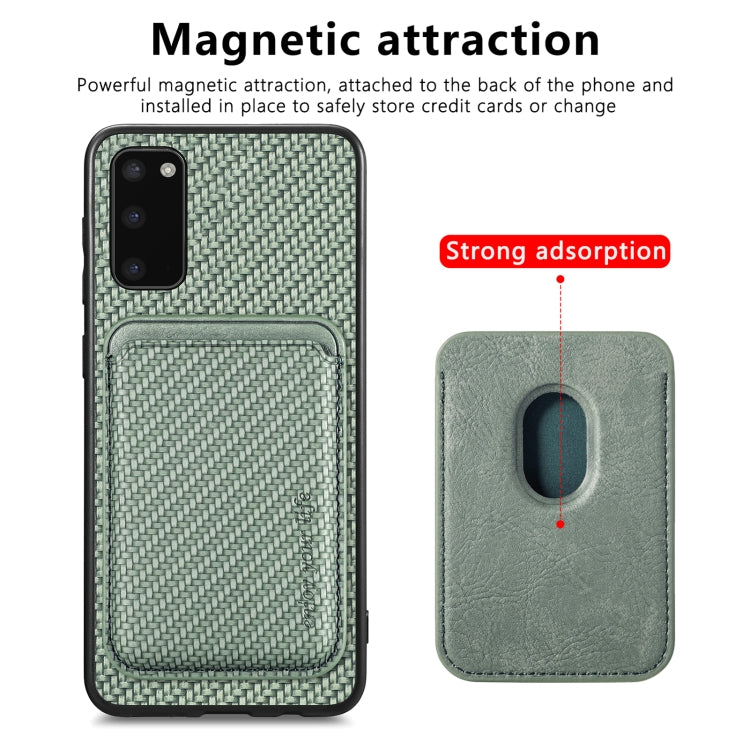 For Samsung Galaxy S20 Carbon Fiber Leather Card Magsafe Magnetic Phone Case(Green) - Galaxy Phone Cases by PMC TechLife | Online Shopping South Africa | PMC TechLife | Buy Now Pay Later Mobicred