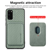 For Samsung Galaxy S20 Carbon Fiber Leather Card Magsafe Magnetic Phone Case(Green)