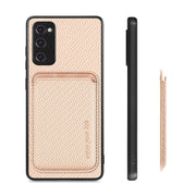 For Samsung Galaxy S21 FE 5G Carbon Fiber Leather Card Magsafe Magnetic Phone Case(Khaki)