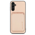 For Samsung Galaxy A14 5G Carbon Fiber Leather Card Magsafe Magnetic Phone Case(Khaki) - free shipping - PMC TechLife - Order now!