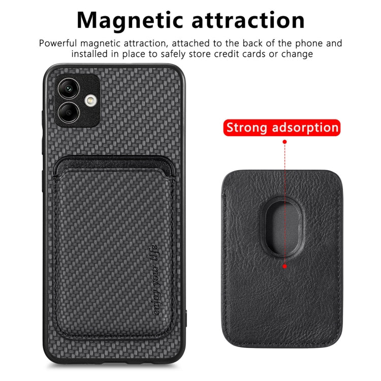 For Samsung Galaxy A04 4G Carbon Fiber Leather Card Magsafe Magnetic Phone Case(Black) - Galaxy Phone Cases by PMC TechLife | Online Shopping South Africa | PMC TechLife