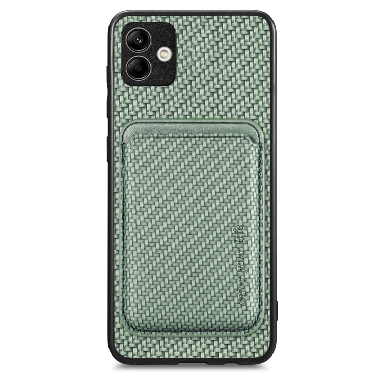 For Samsung Galaxy A04 4G Carbon Fiber Leather Card Magsafe Magnetic Phone Case(Green) - Galaxy Phone Cases by PMC TechLife | Online Shopping South Africa | PMC TechLife