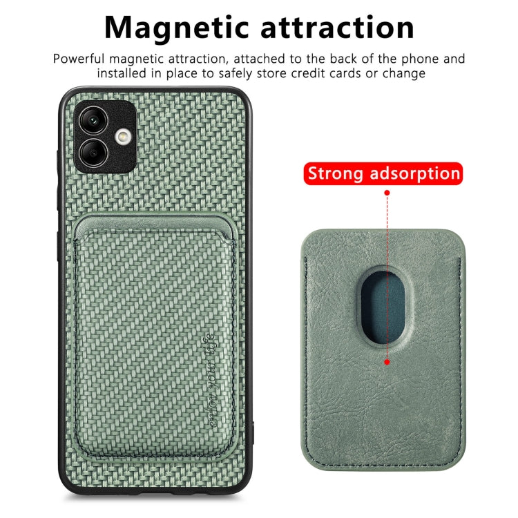 For Samsung Galaxy A04 4G Carbon Fiber Leather Card Magsafe Magnetic Phone Case(Green) - Galaxy Phone Cases by PMC TechLife | Online Shopping South Africa | PMC TechLife