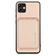 For Samsung Galaxy A04 4G Carbon Fiber Leather Card Magsafe Magnetic Phone Case(Khaki) - Galaxy Phone Cases by PMC TechLife | Online Shopping South Africa | PMC TechLife