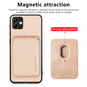 For Samsung Galaxy A04 4G Carbon Fiber Leather Card Magsafe Magnetic Phone Case(Khaki)