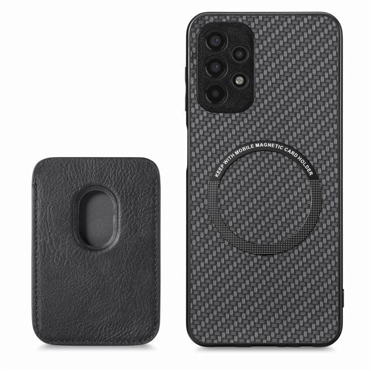 For Samsung Galaxy A13 4G Carbon Fiber Leather Card Magsafe Magnetic Phone Case(Black) - free shipping - PMC TechLife - Order now!