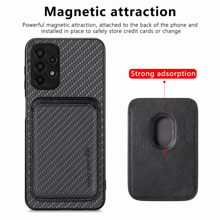 For Samsung Galaxy A13 4G Carbon Fiber Leather Card Magsafe Magnetic Phone Case(Black)
