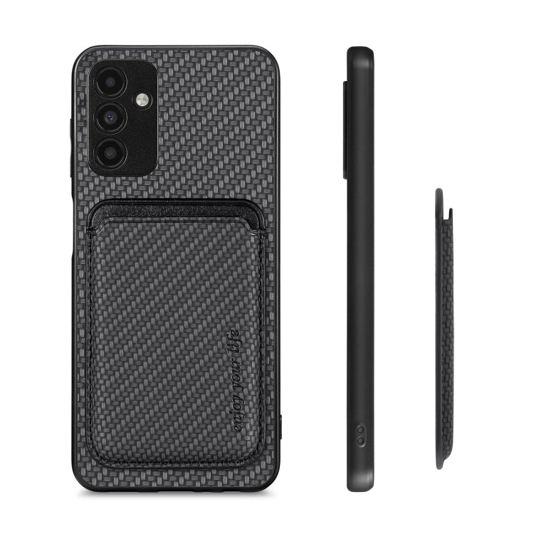 For Samsung Galaxy A13 5G Carbon Fiber Leather Card Magsafe Magnetic Phone Case(Black) - Galaxy Phone Cases by PMC TechLife | Online Shopping South Africa | PMC TechLife