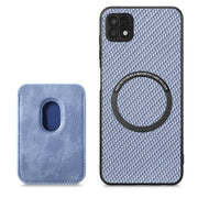 For Samsung Galaxy A22 5G Carbon Fiber Leather Card Magsafe Magnetic Phone Case(Blue)